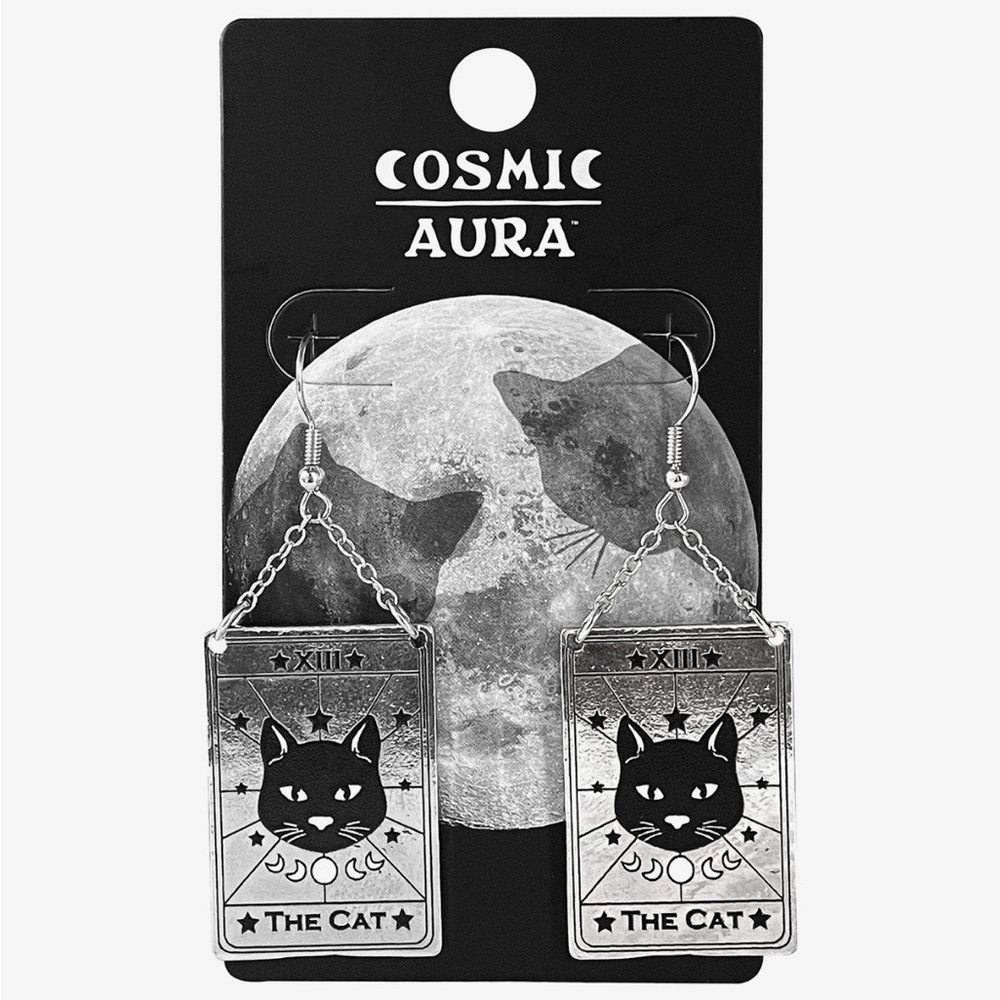 Cosmic‎ Aura Cat Tarot Card Drop Earrings Hot Topic Witchy